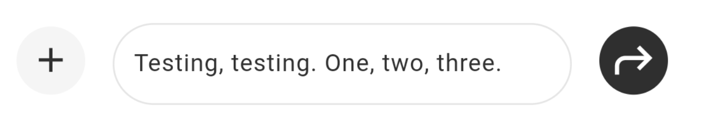 Textfield containing &quot;Testing, testing, one, two, three&quot;