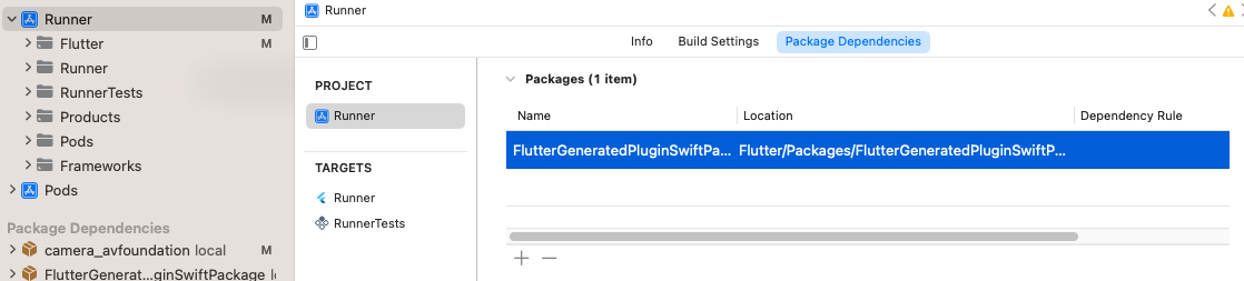 The `FlutterGeneratedPluginSwiftPackage` to remove