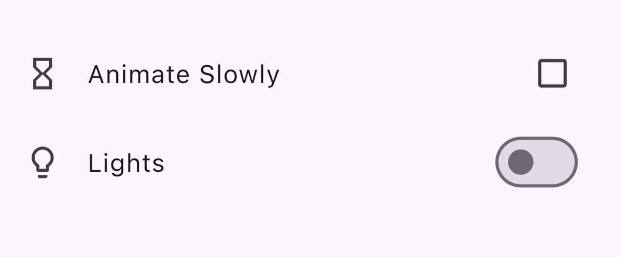 A GIF of a column containing a CheckboxListTile and a SwitchListTile being toggled.