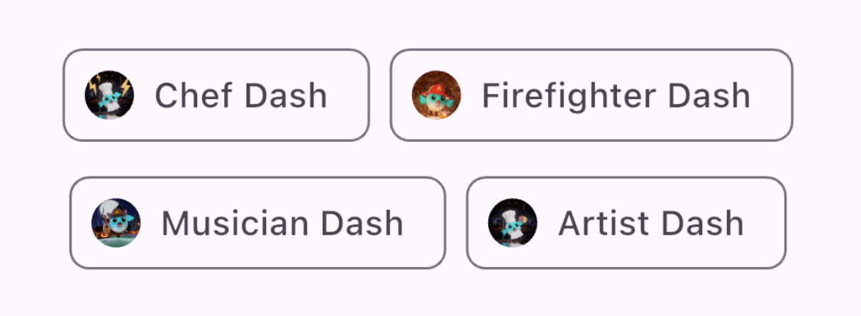 A screenshot of 4 Chips split over two rows with a leading circular profile image with content text.