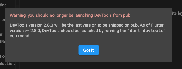 dart devtools warning dialog dart devtools warning dialog